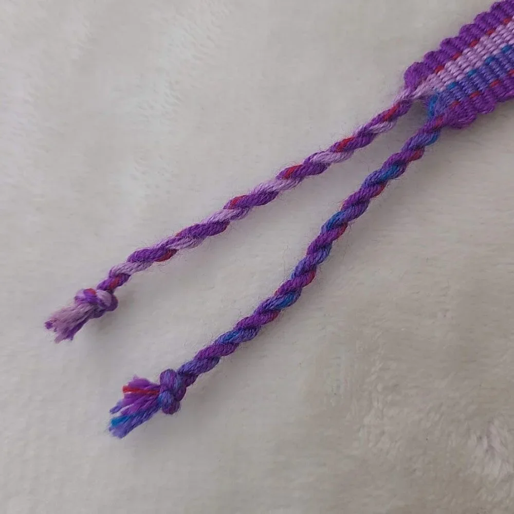 Hand Woven Braided Friendship Bracelet Shades of Purple Blue Pink Red - Picture 11 of 12